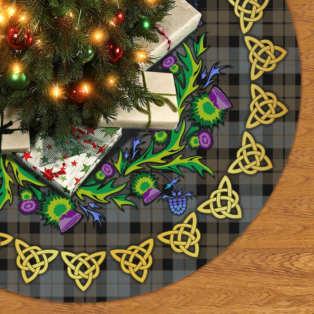 Scottish MacKay Weathered Tartan Thistle Celtic Knot Christmas Tree Skirt - Image 2