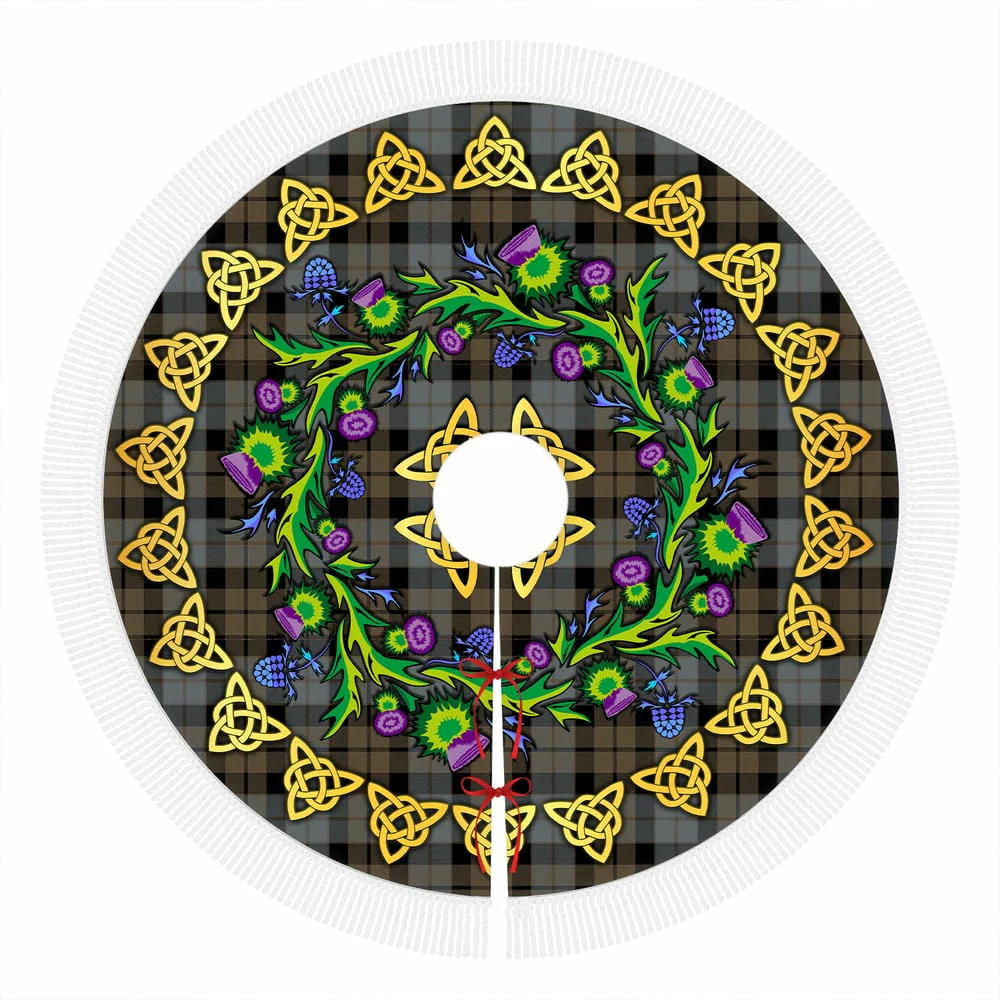 Scottish MacKay Weathered Tartan Thistle Celtic Knot Christmas Tree Skirt - Image 4