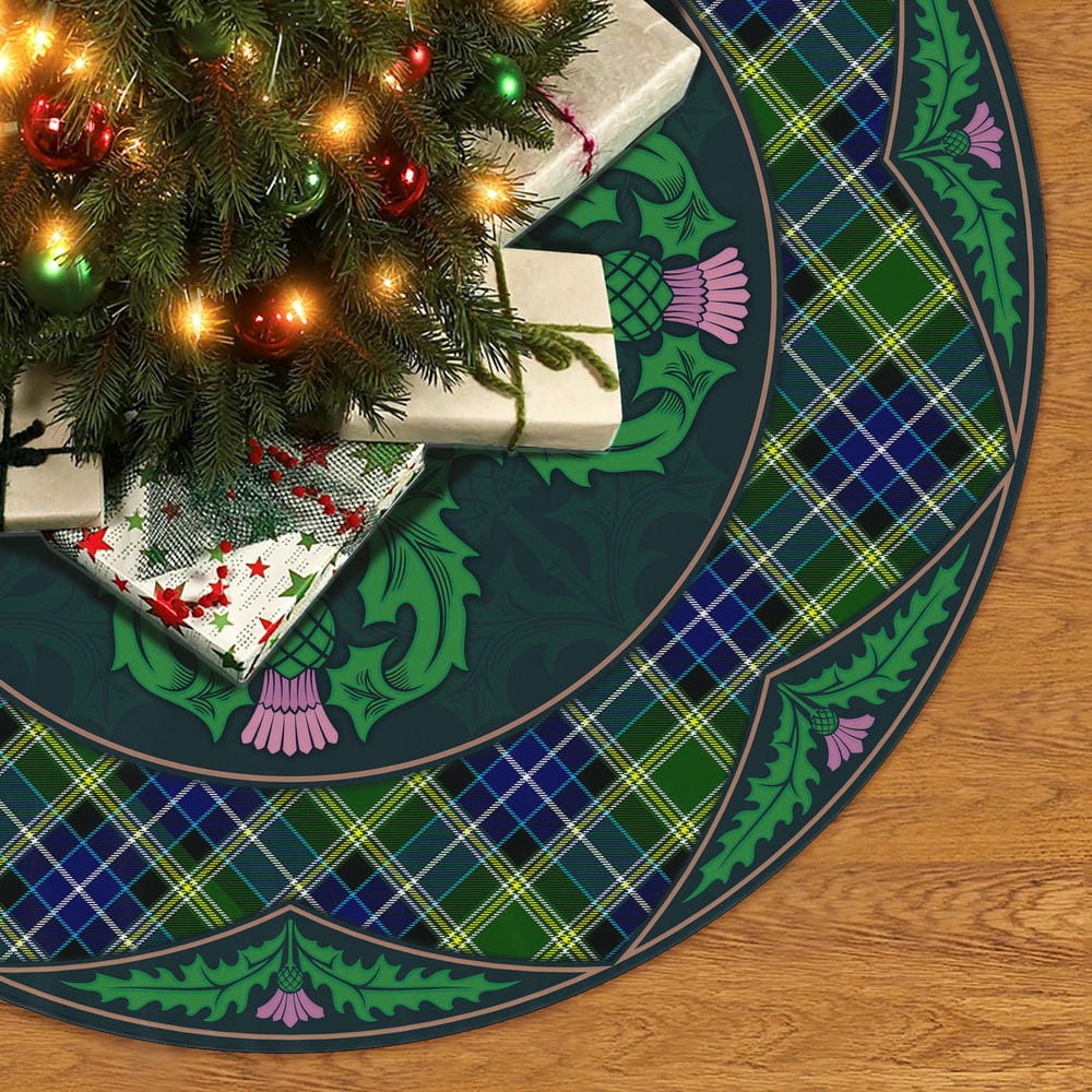 Scottish MacKellar Tartan Christmas Tree Skirt Old Scottish Thistle Flower - Image 2