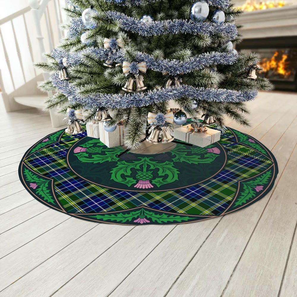 Scottish MacKellar Tartan Christmas Tree Skirt Old Scottish Thistle Flower - Image 3