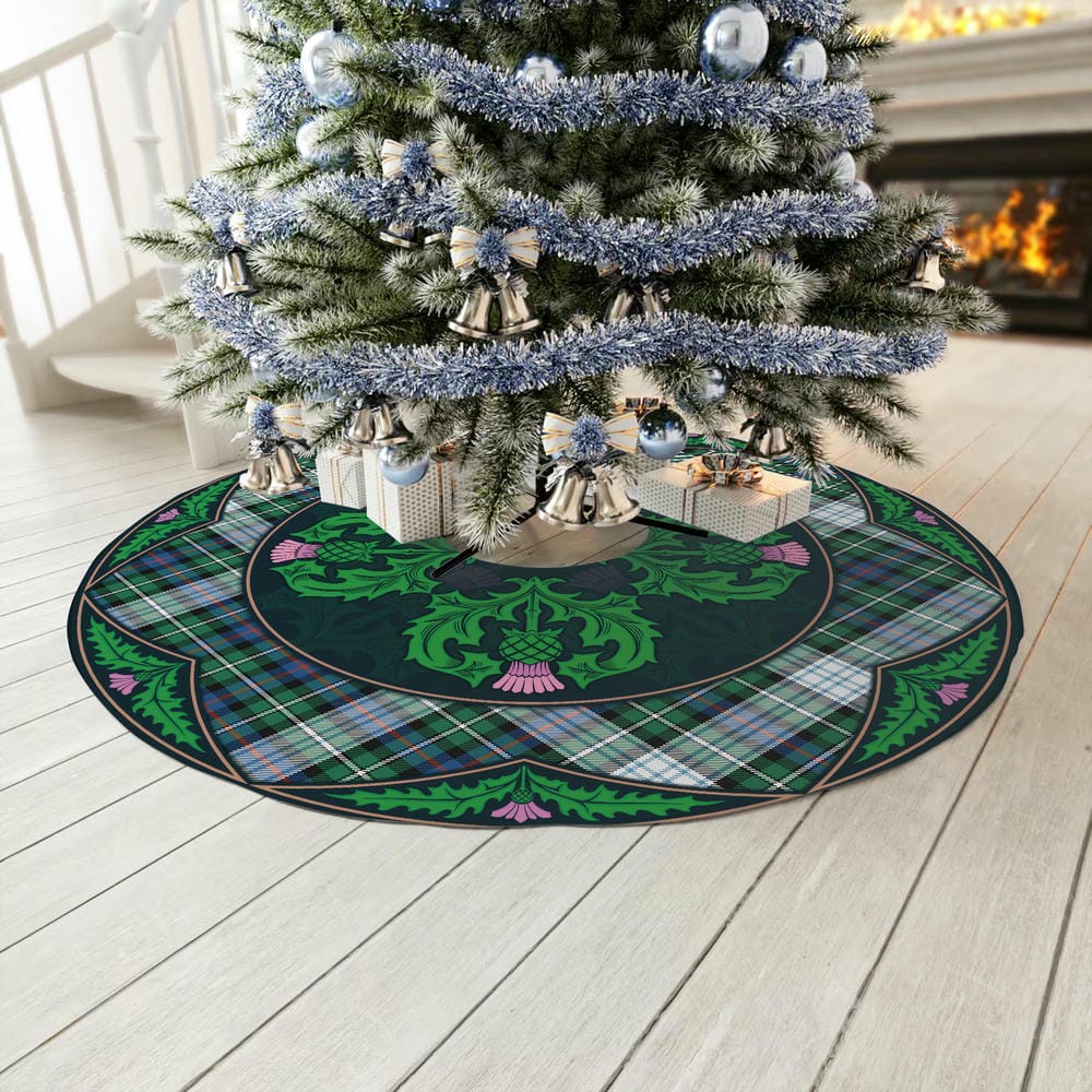 Scottish MacKenzie Dress Ancient Tartan Christmas Tree Skirt Old Scottish Thistle Flower - Image 3