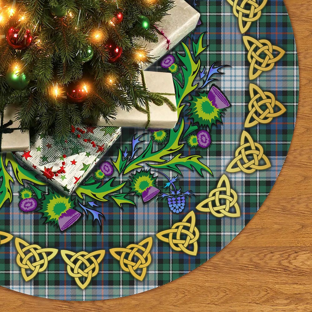 Scottish MacKenzie Dress Ancient Tartan Thistle Celtic Knot Christmas Tree Skirt - Image 2