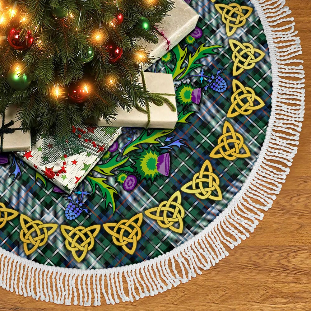 Scottish MacKenzie Dress Ancient Tartan Thistle Celtic Knot Christmas Tree Skirt - Image 5