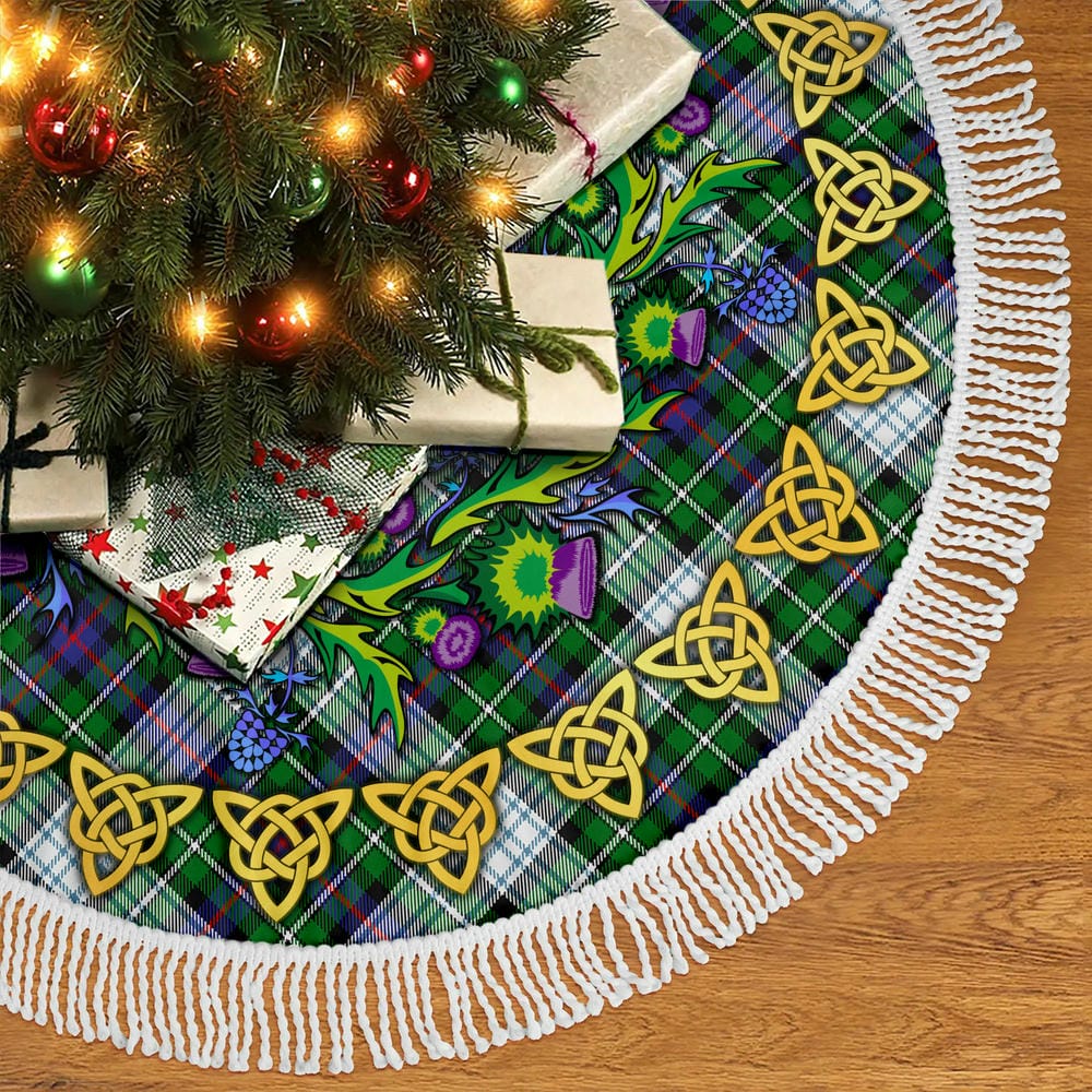 Scottish MacKenzie Dress Modern Tartan Thistle Celtic Knot Christmas Tree Skirt - Image 5