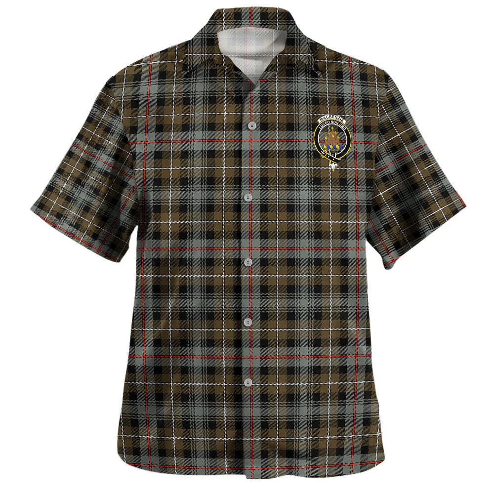 Scottish MacKenzie Weathered Clan Badge Tartan Hawaiian Shirt - Image 2