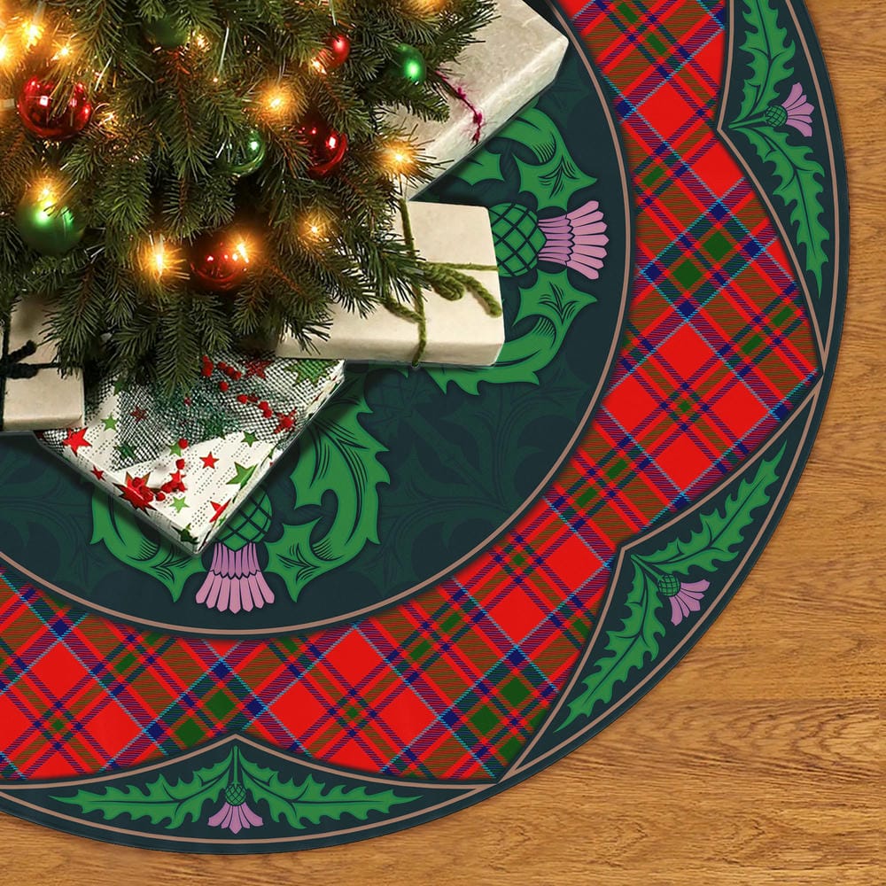 Scottish MacKillop Tartan Christmas Tree Skirt Old Scottish Thistle Flower - Image 2