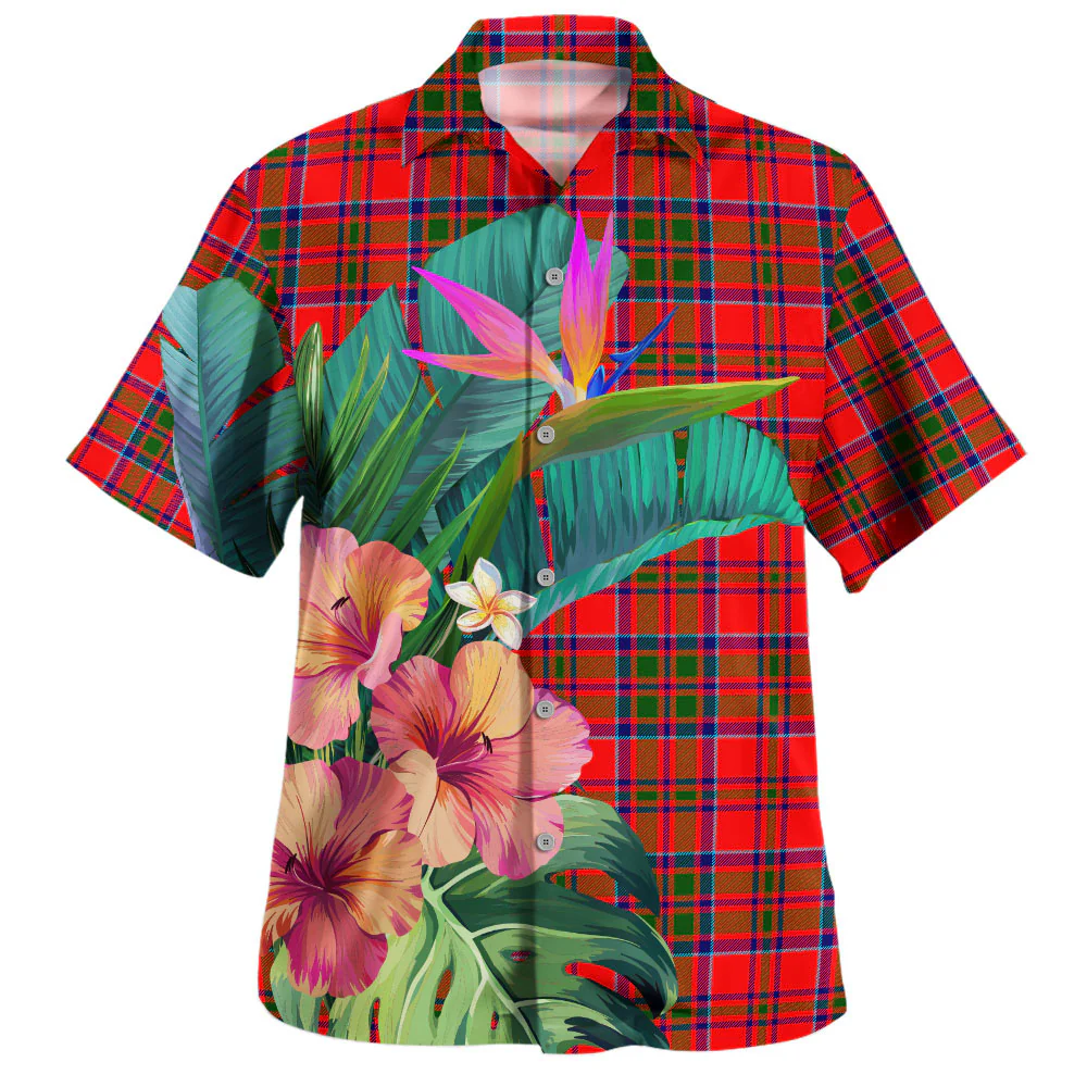 Scottish MacKillop Tartan Hawaiian Shirt Bouquet Tropical Style