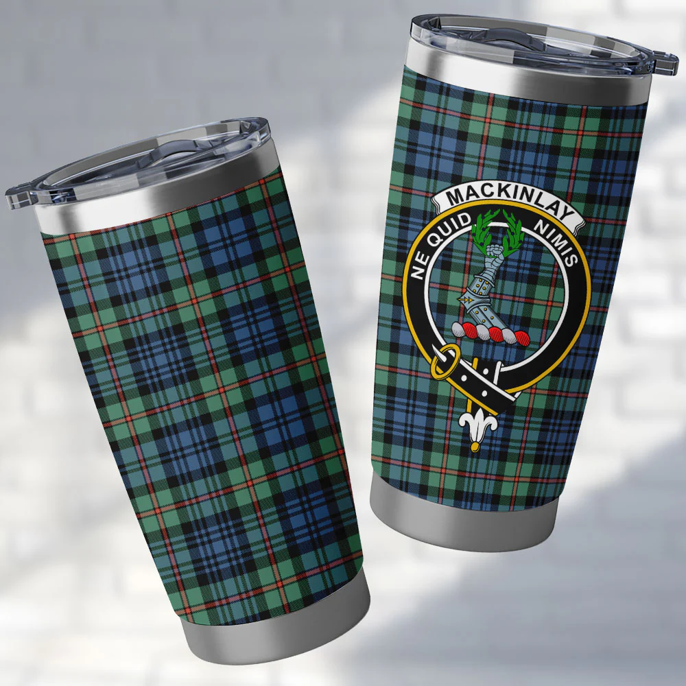 Scottish MacKinlay Ancient Clan Badge Tartan Tumbler