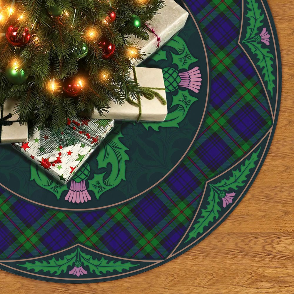 Scottish MacKinlay Modern Tartan Christmas Tree Skirt Old Scottish Thistle Flower - Image 2