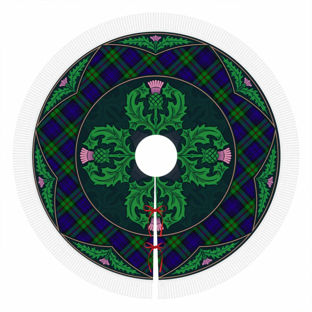 Scottish MacKinlay Modern Tartan Christmas Tree Skirt Old Scottish Thistle Flower - Image 4