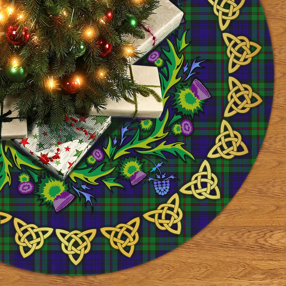 Scottish MacKinlay Modern Tartan Thistle Celtic Knot Christmas Tree Skirt - Image 2