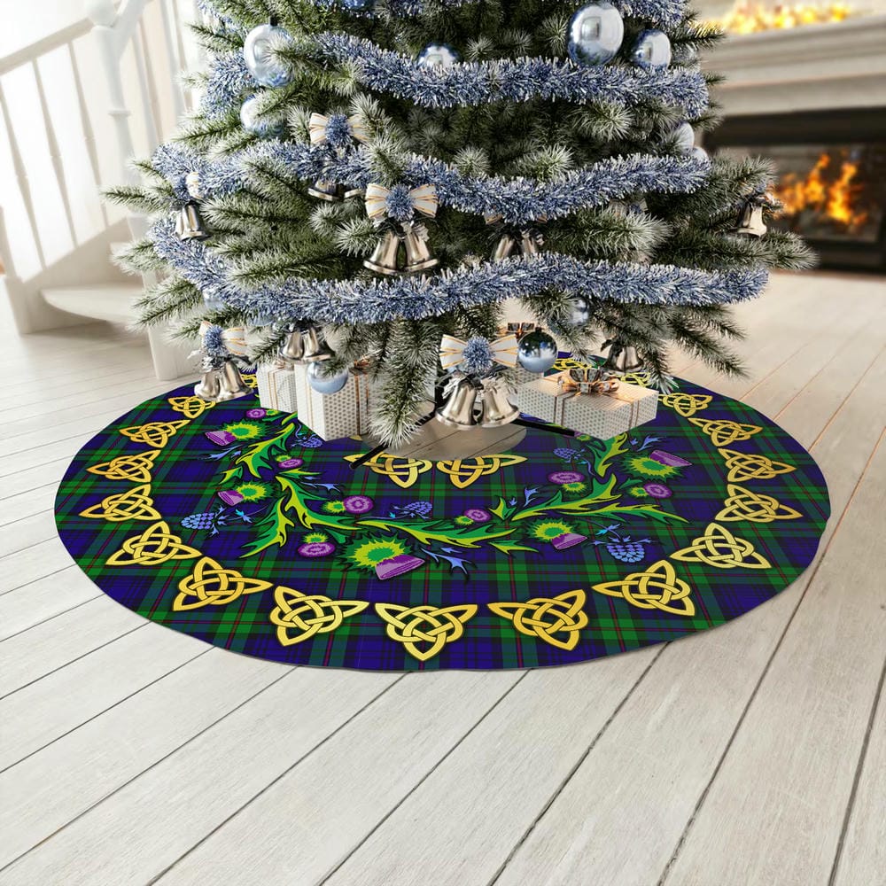 Scottish MacKinlay Modern Tartan Thistle Celtic Knot Christmas Tree Skirt - Image 3