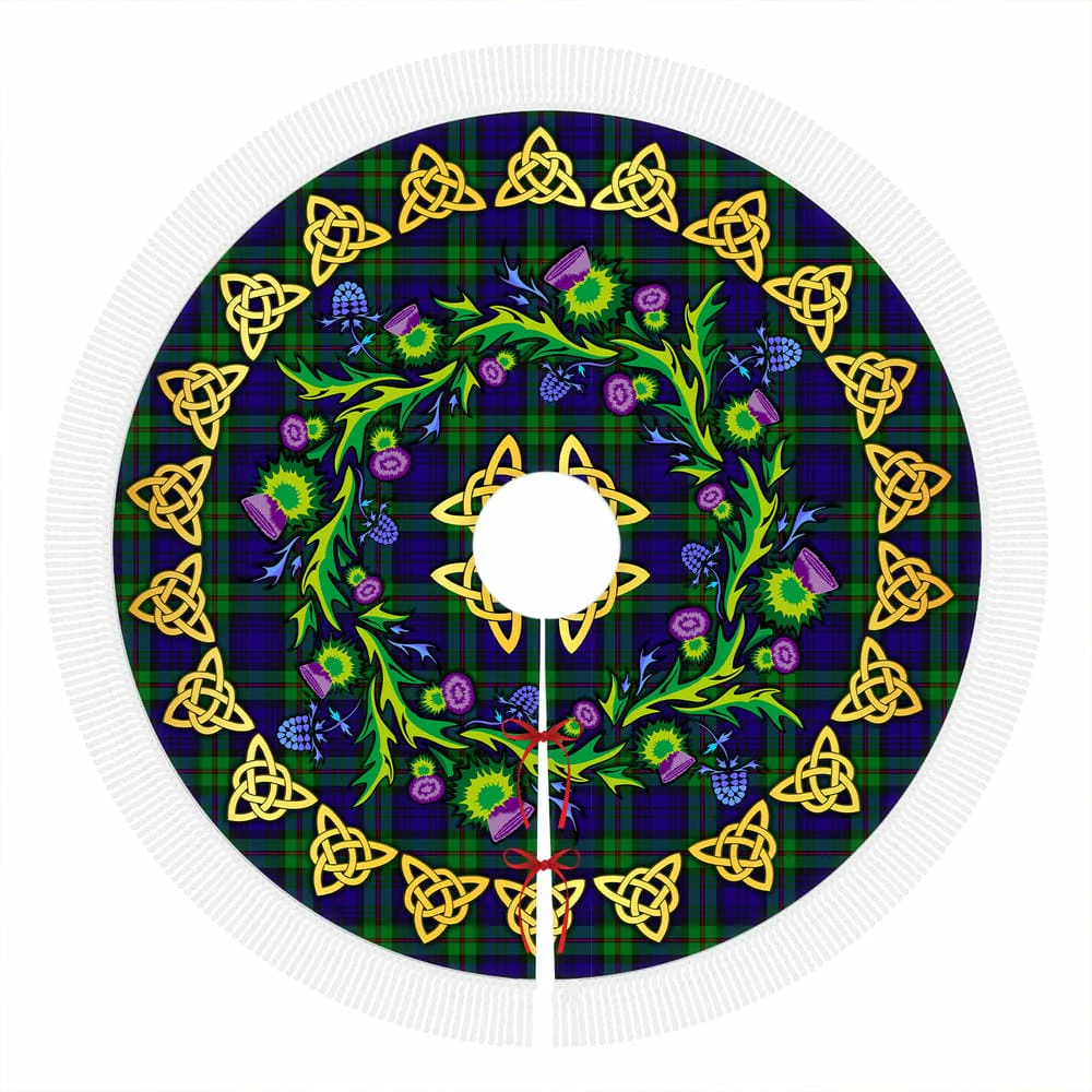 Scottish MacKinlay Modern Tartan Thistle Celtic Knot Christmas Tree Skirt - Image 4