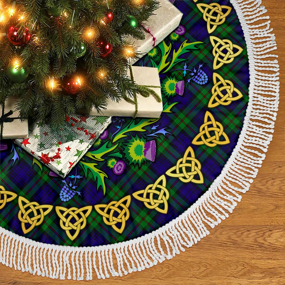 Scottish MacKinlay Modern Tartan Thistle Celtic Knot Christmas Tree Skirt - Image 5