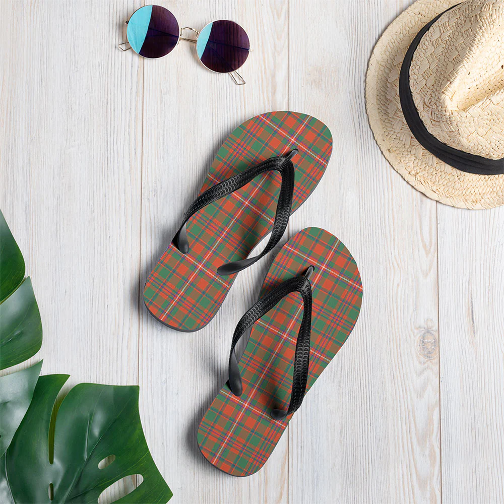 Scottish MacKinnon Ancient Clan Badge Tartan Flip Flops - Image 2