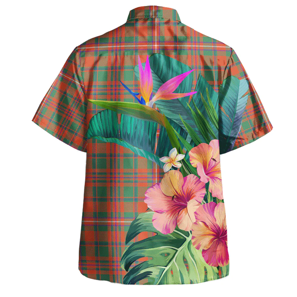 Scottish MacKinnon Ancient Clan Badge Tartan Hawaiian Shirt Bouquet Tropical Style - Image 4