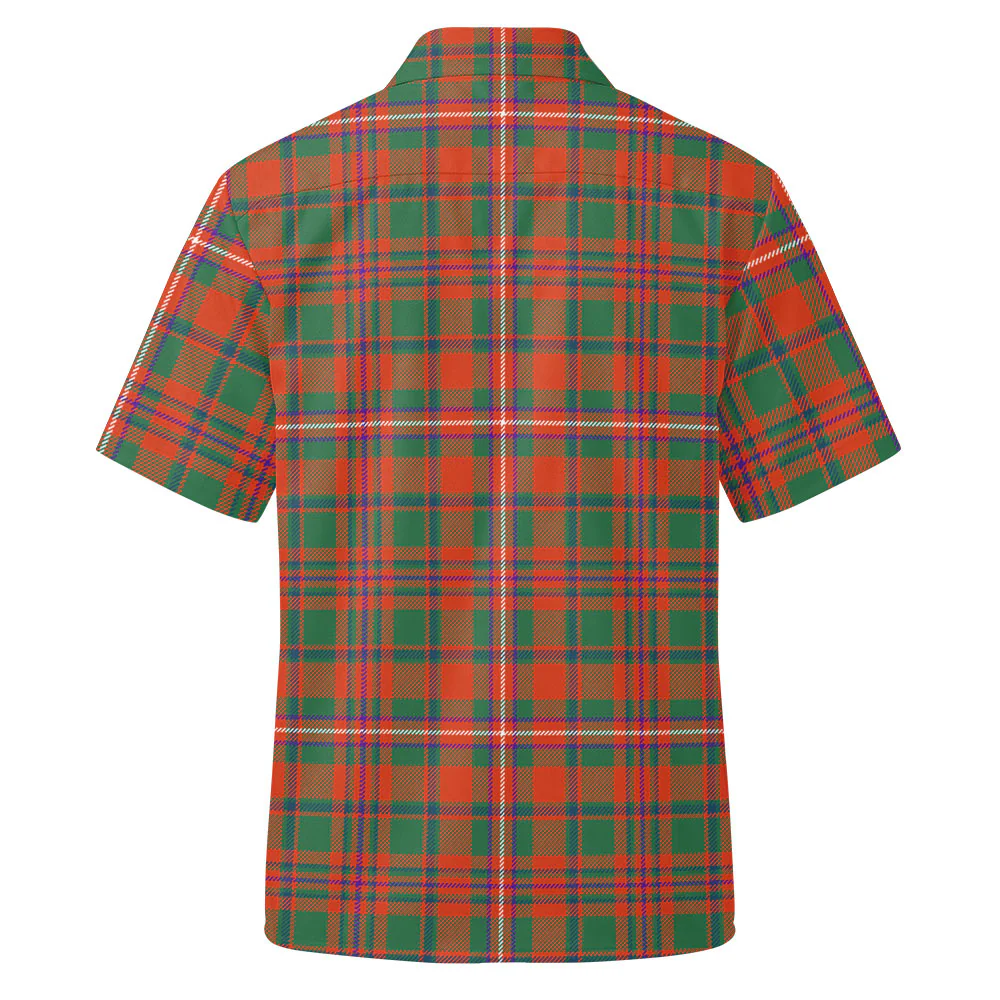 Scottish MacKinnon Ancient Clan Badge Tartan Short Sleeve Work Shirt - Image 3