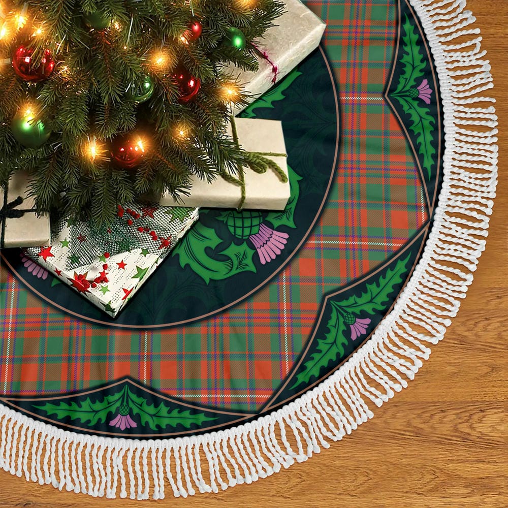 Scottish MacKinnon Ancient Tartan Christmas Tree Skirt Old Scottish Thistle Flower - Image 5