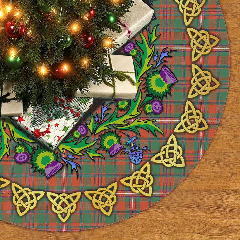 Scottish MacKinnon Ancient Tartan Thistle Celtic Knot Christmas Tree Skirt - Image 2