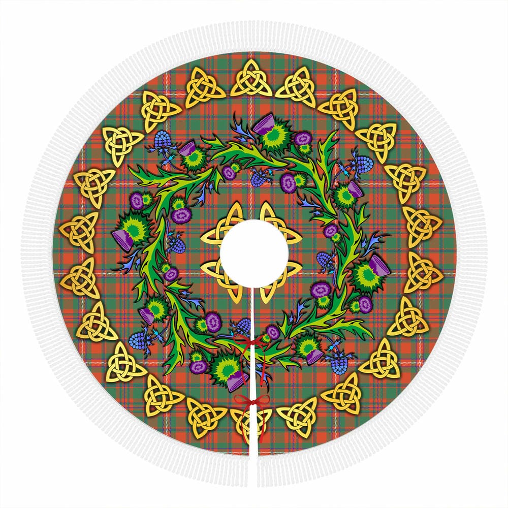 Scottish MacKinnon Ancient Tartan Thistle Celtic Knot Christmas Tree Skirt - Image 4