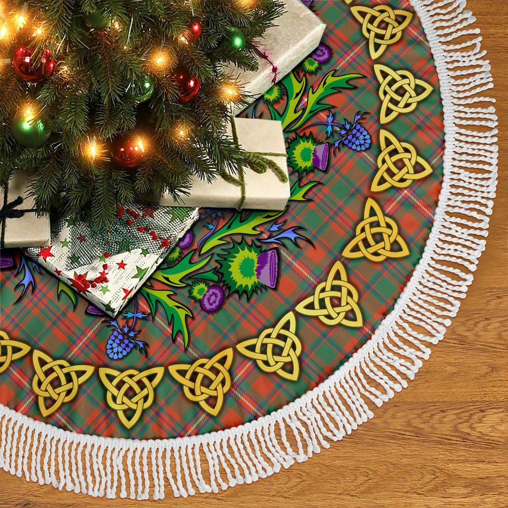 Scottish MacKinnon Ancient Tartan Thistle Celtic Knot Christmas Tree Skirt - Image 5