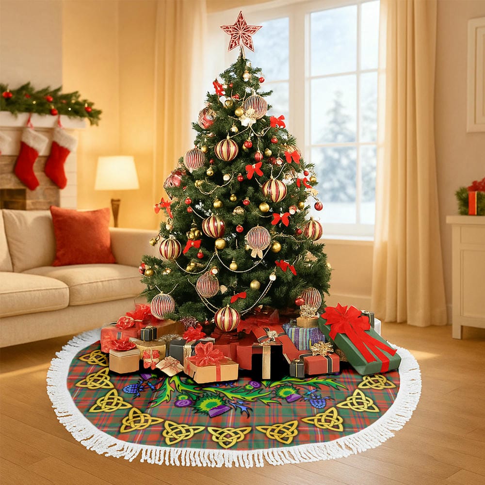 Scottish MacKinnon Ancient Tartan Thistle Celtic Knot Christmas Tree Skirt - Image 6