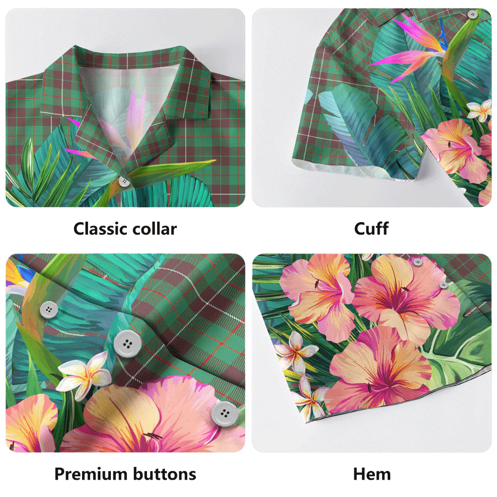 Scottish MacKinnon Hunting Ancient Clan Badge Tartan Hawaiian Shirt Bouquet Tropical Style - Image 5