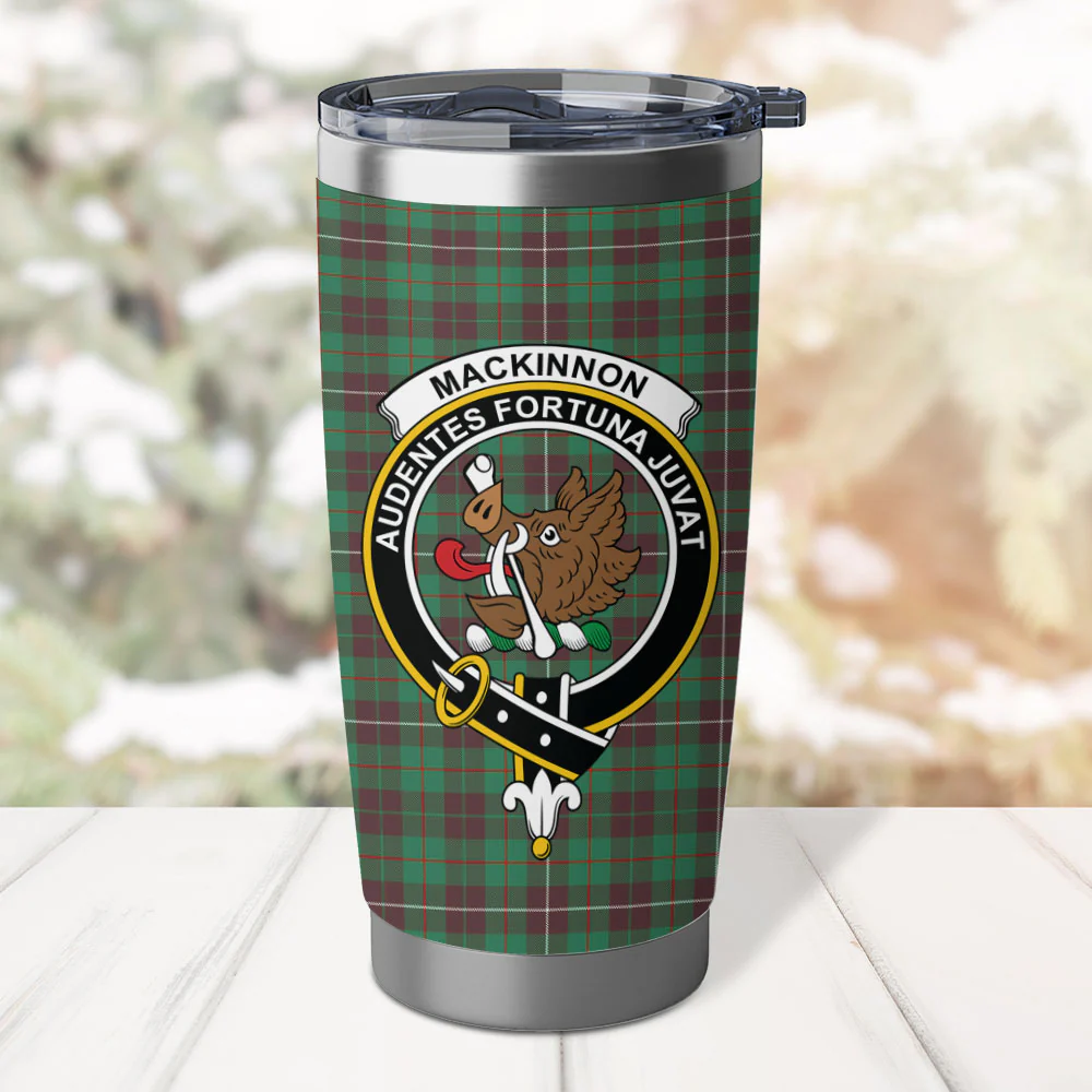 Scottish MacKinnon Hunting Ancient Clan Badge Tartan Tumbler - Image 2