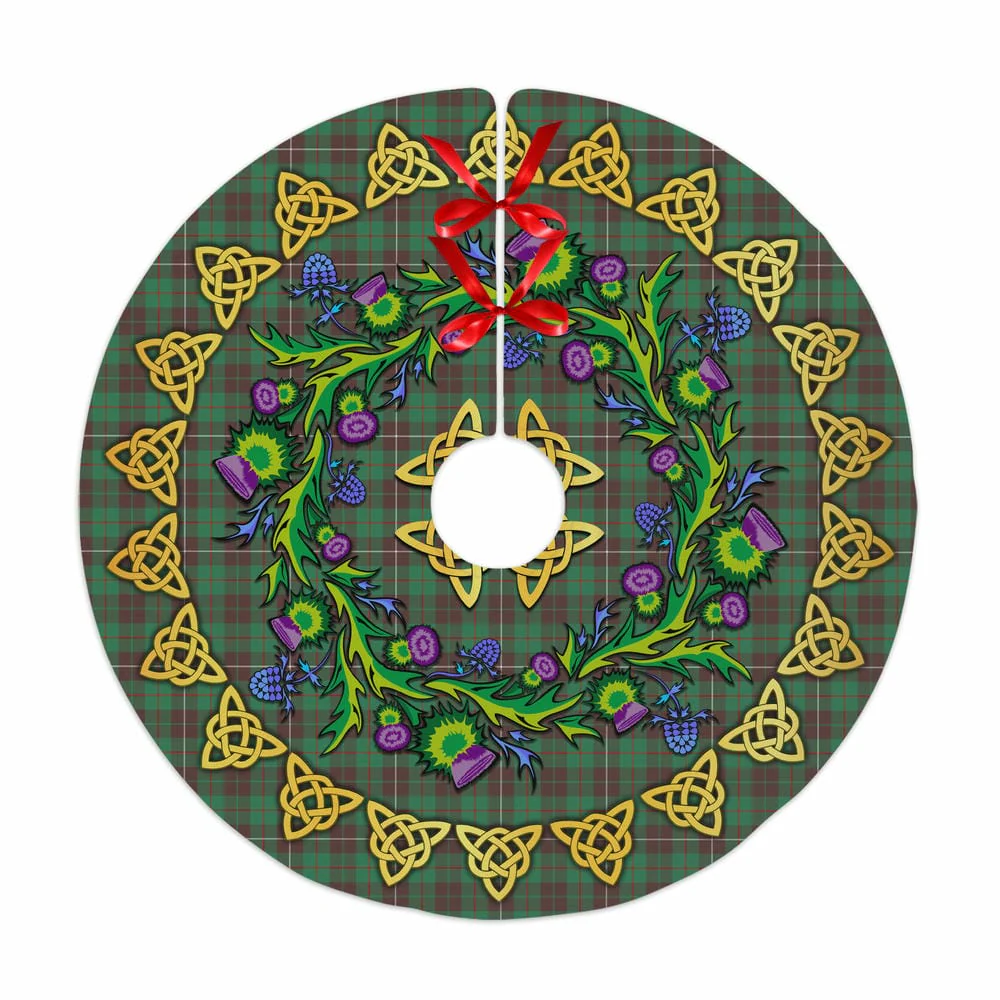 Scottish MacKinnon Hunting Ancient Tartan Thistle Celtic Knot Christmas Tree Skirt
