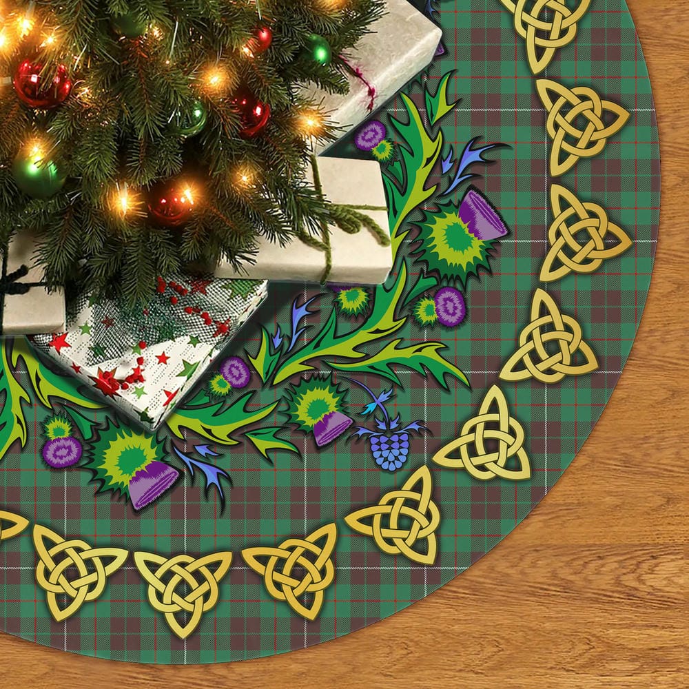 Scottish MacKinnon Hunting Ancient Tartan Thistle Celtic Knot Christmas Tree Skirt - Image 2