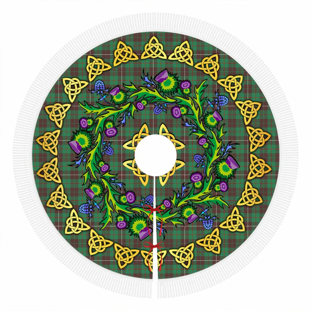 Scottish MacKinnon Hunting Ancient Tartan Thistle Celtic Knot Christmas Tree Skirt - Image 4