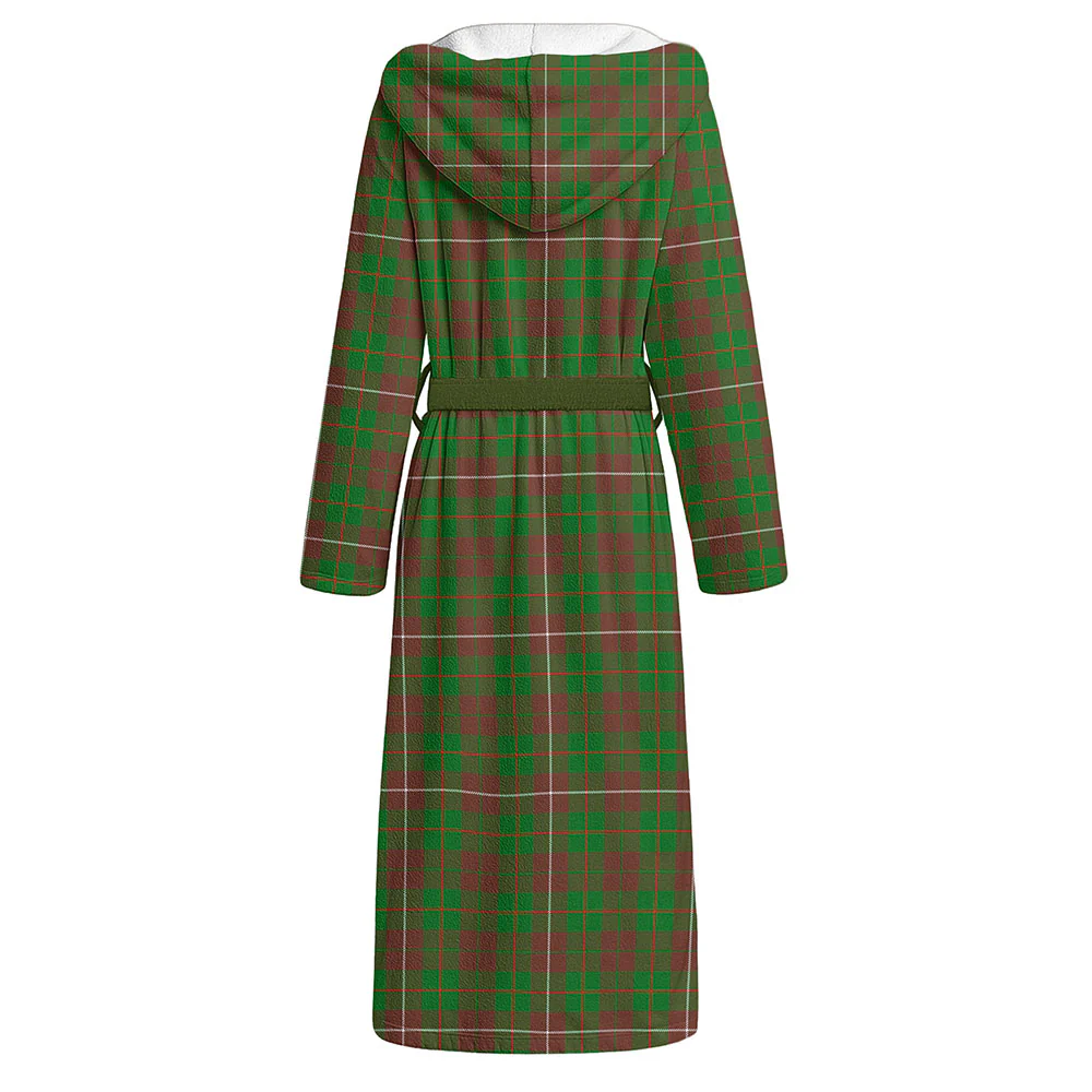 Scottish MacKinnon Hunting Modern Clan Badge Tartan Flannel Hooded Bathrobe - Image 2