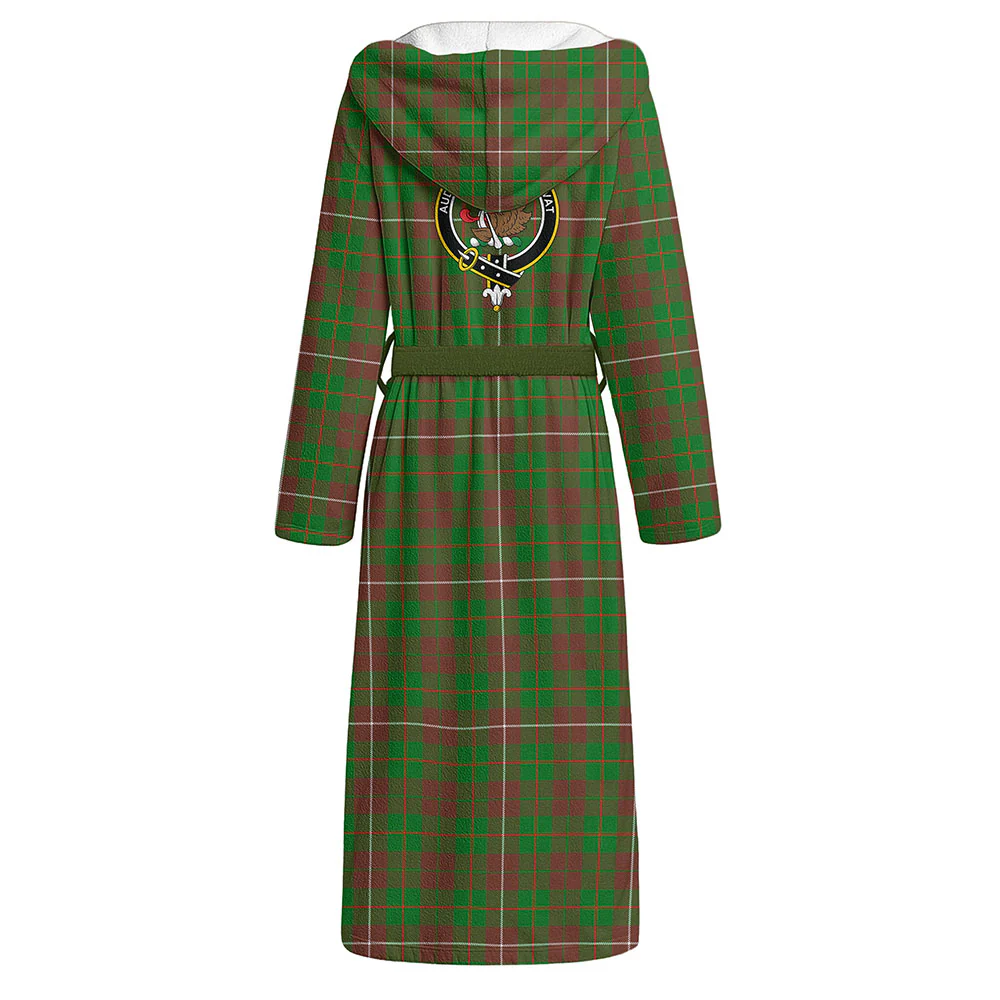 Scottish MacKinnon Hunting Modern Clan Badge Tartan Flannel Hooded Bathrobe - Image 3