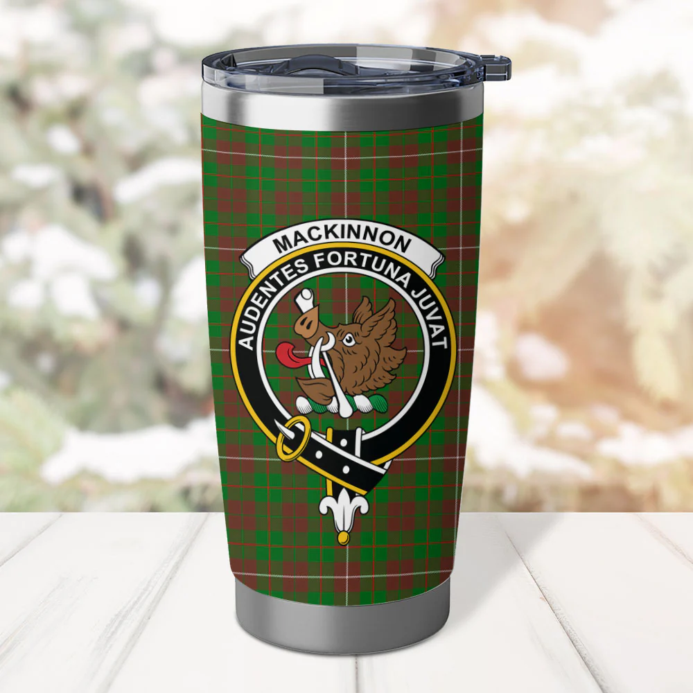 Scottish MacKinnon Hunting Modern Clan Badge Tartan Tumbler - Image 2