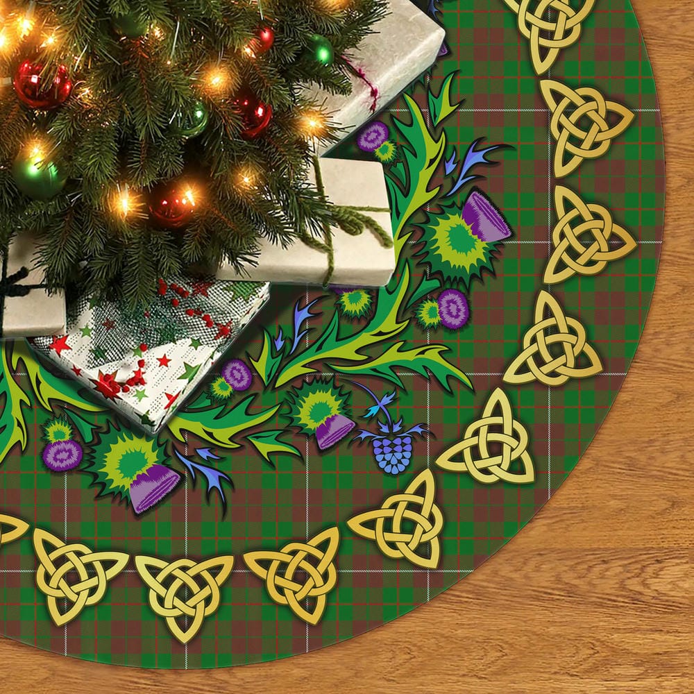 Scottish MacKinnon Hunting Modern Tartan Thistle Celtic Knot Christmas Tree Skirt - Image 2