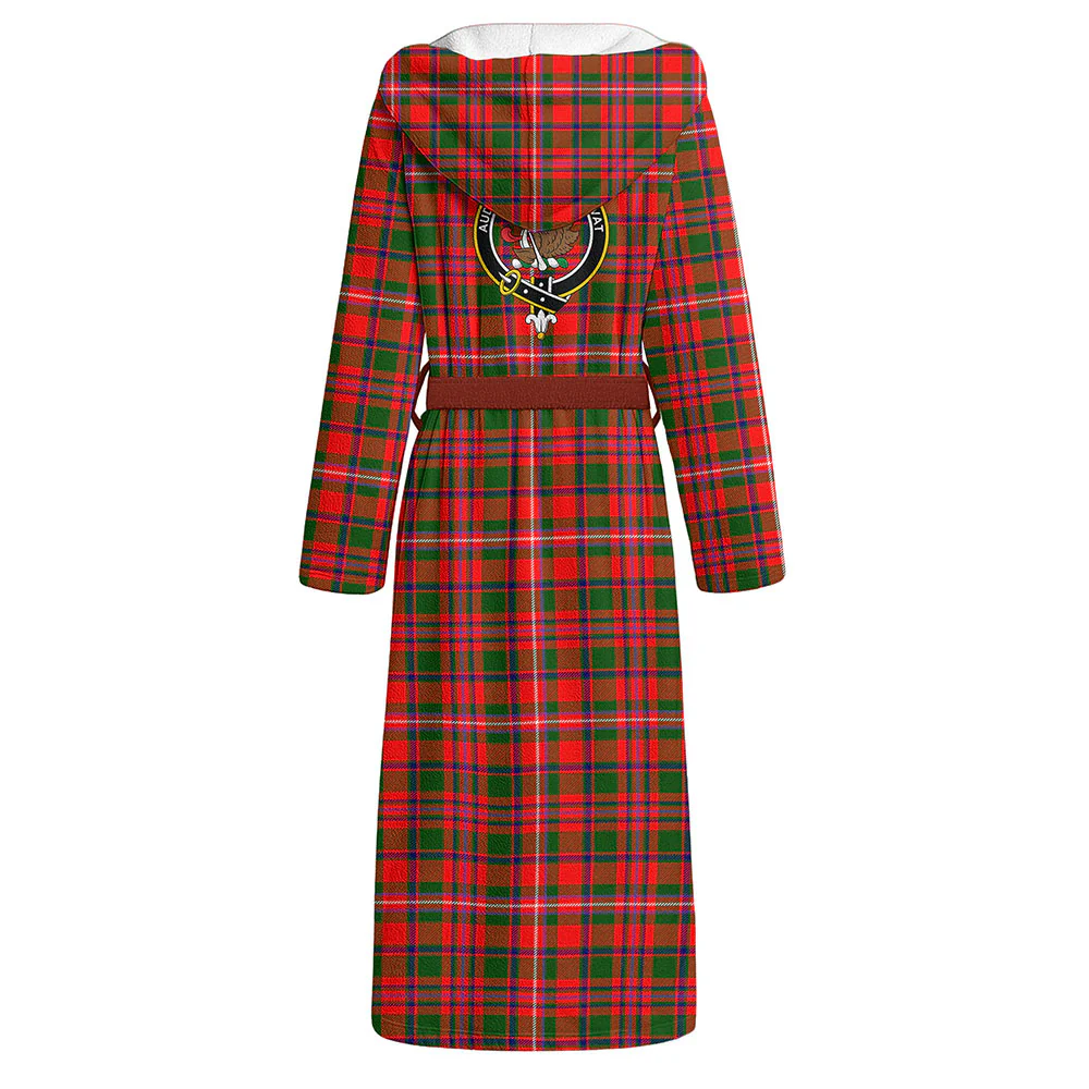 Scottish MacKinnon Modern Clan Badge Tartan Flannel Hooded Bathrobe - Image 3