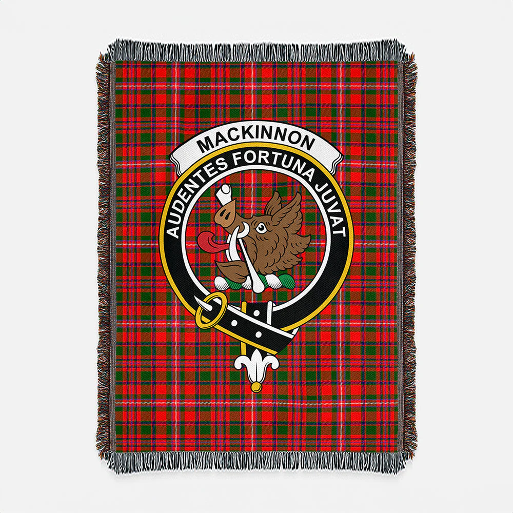 Scottish MacKinnon Modern Clan Badge Tartan Woven Blanket - Image 2