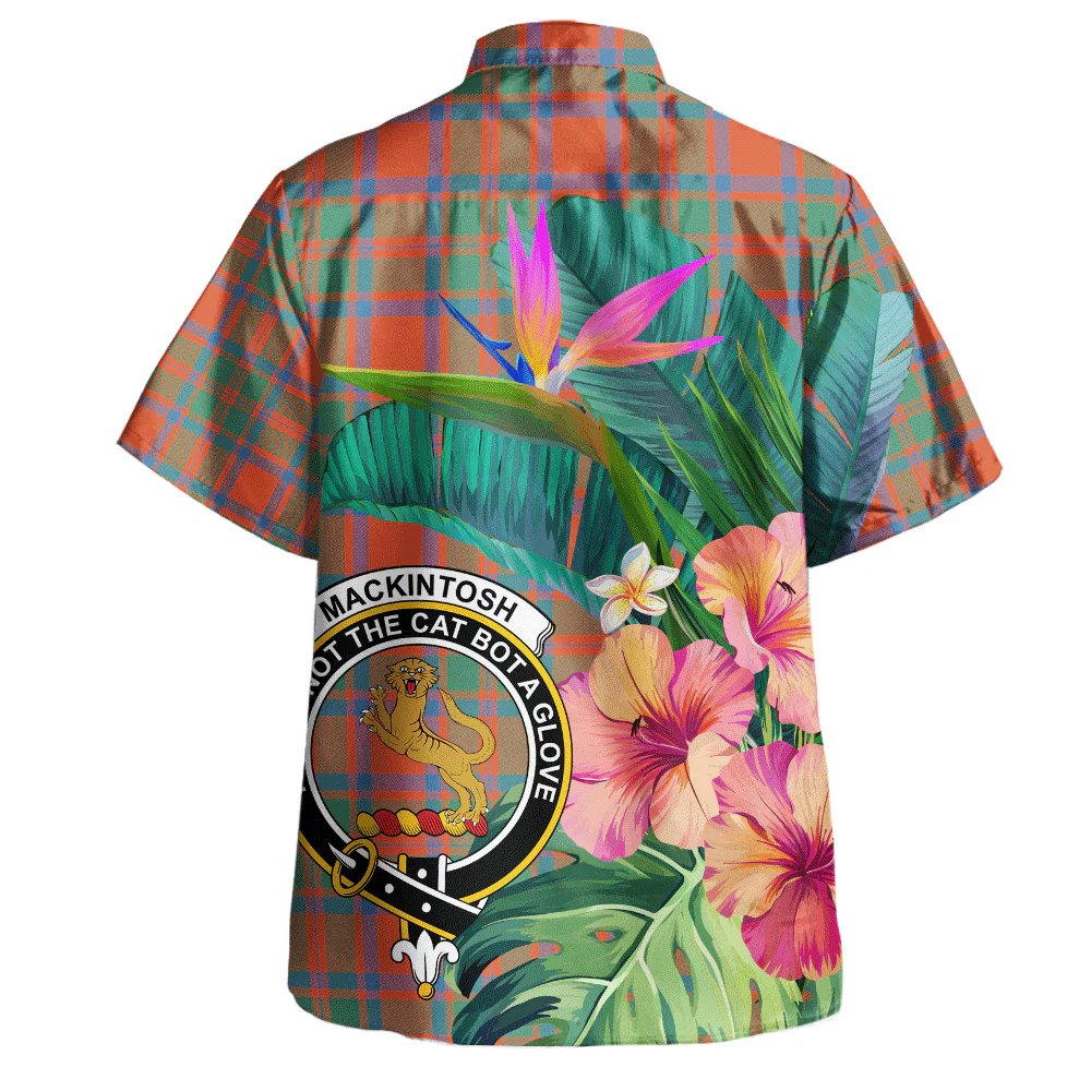 Scottish MacKintosh Ancient Clan Badge Tartan Hawaiian Shirt Bouquet Tropical Style - Image 3