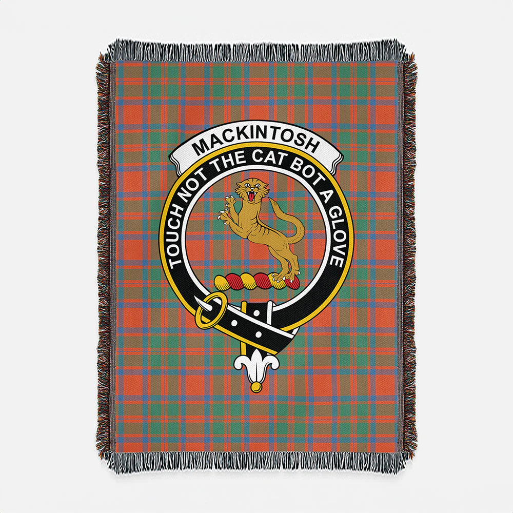 Scottish MacKintosh Ancient Clan Badge Tartan Woven Blanket - Image 2