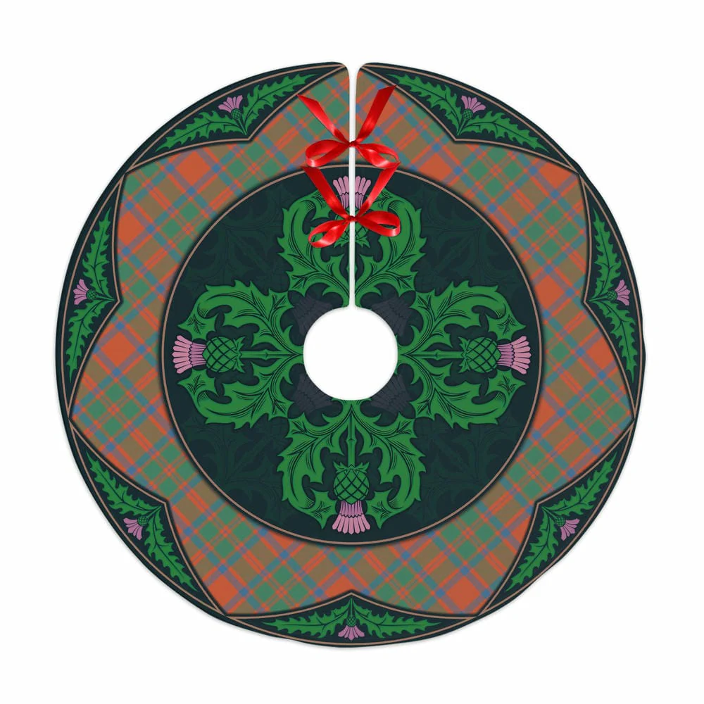 Scottish MacKintosh Ancient Tartan Christmas Tree Skirt Old Scottish Thistle Flower