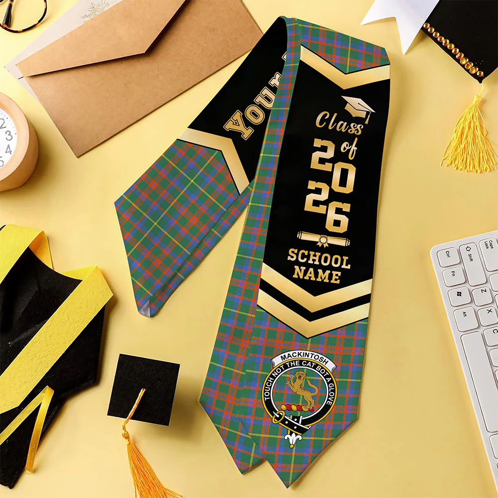 Scottish MacKintosh Hunting Ancient Clan Badge Tartan Graduation Stole Black Gold Honor - Image 4