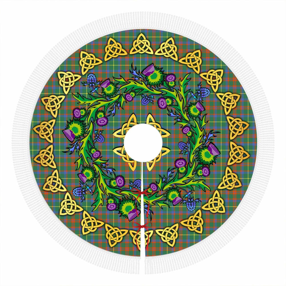 Scottish MacKintosh Hunting Ancient Tartan Thistle Celtic Knot Christmas Tree Skirt - Image 4