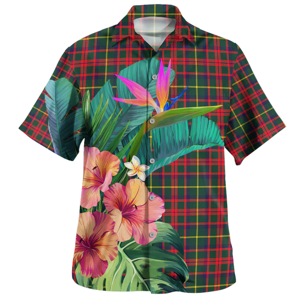 Scottish MacKintosh Hunting Modern Clan Badge Tartan Hawaiian Shirt Bouquet Tropical Style - Image 2