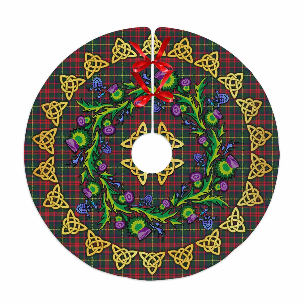Scottish MacKintosh Hunting Modern Tartan Thistle Celtic Knot Christmas Tree Skirt