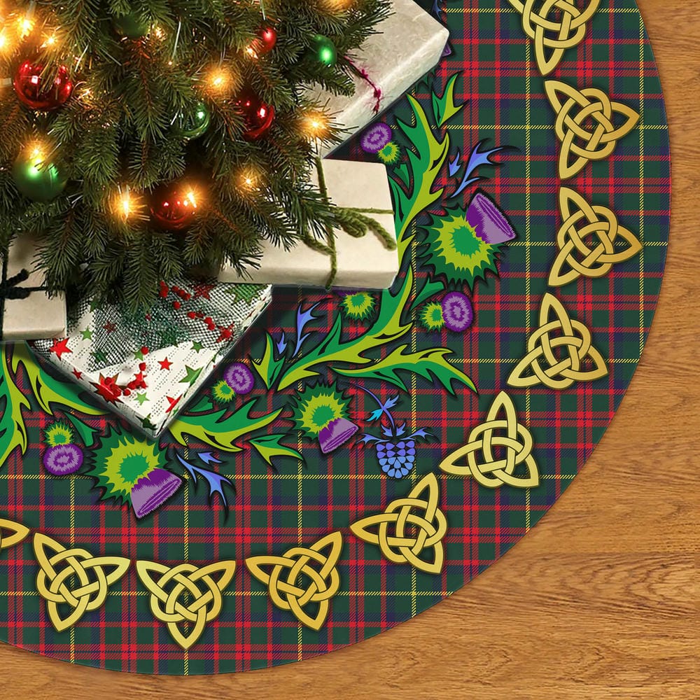 Scottish MacKintosh Hunting Modern Tartan Thistle Celtic Knot Christmas Tree Skirt - Image 2