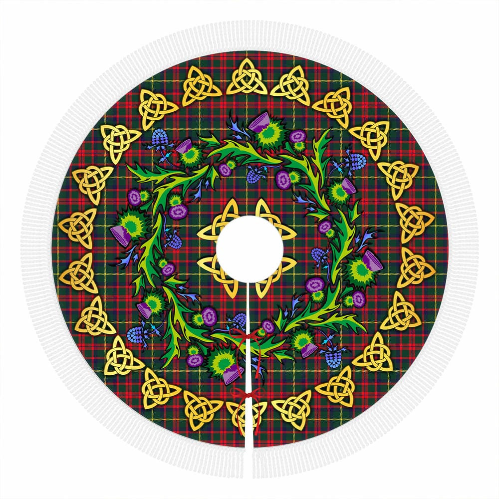Scottish MacKintosh Hunting Modern Tartan Thistle Celtic Knot Christmas Tree Skirt - Image 4