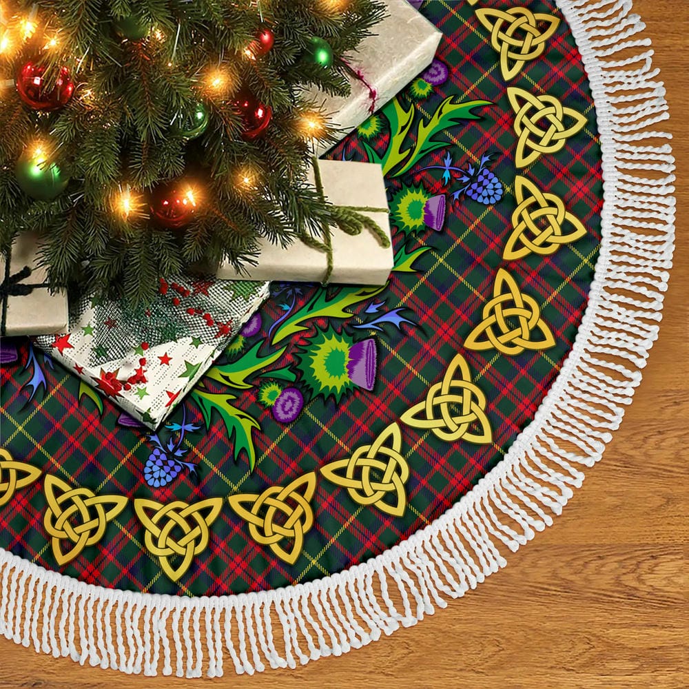 Scottish MacKintosh Hunting Modern Tartan Thistle Celtic Knot Christmas Tree Skirt - Image 5