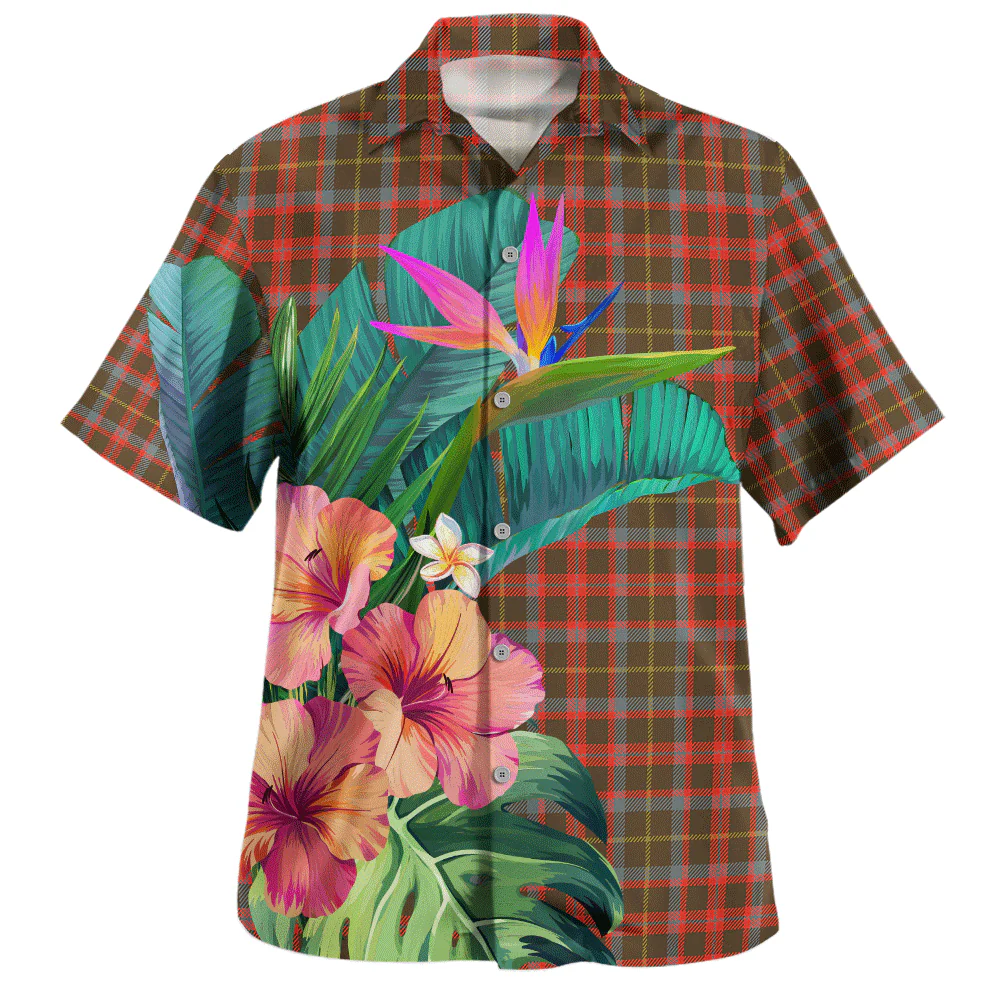 Scottish MacKintosh Hunting Weathered Clan Badge Tartan Hawaiian Shirt Bouquet Tropical Style - Image 2