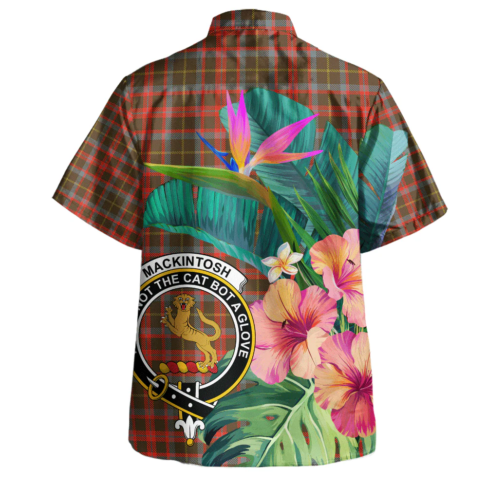 Scottish MacKintosh Hunting Weathered Clan Badge Tartan Hawaiian Shirt Bouquet Tropical Style - Image 3