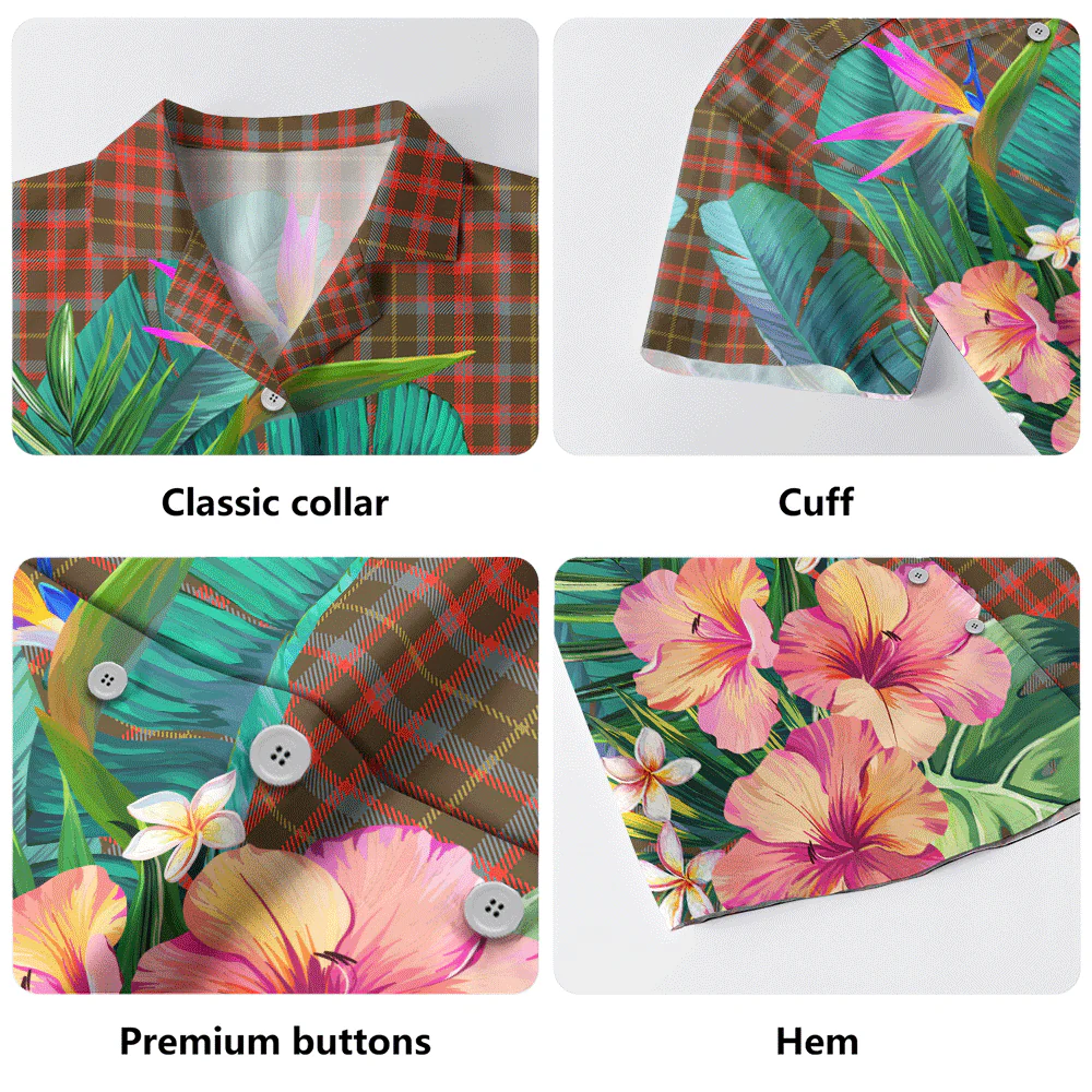 Scottish MacKintosh Hunting Weathered Clan Badge Tartan Hawaiian Shirt Bouquet Tropical Style - Image 5